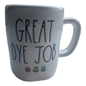 Rae‎ Dunn Great Dye Job Easter Mug, White Ceramic Coffee Cup